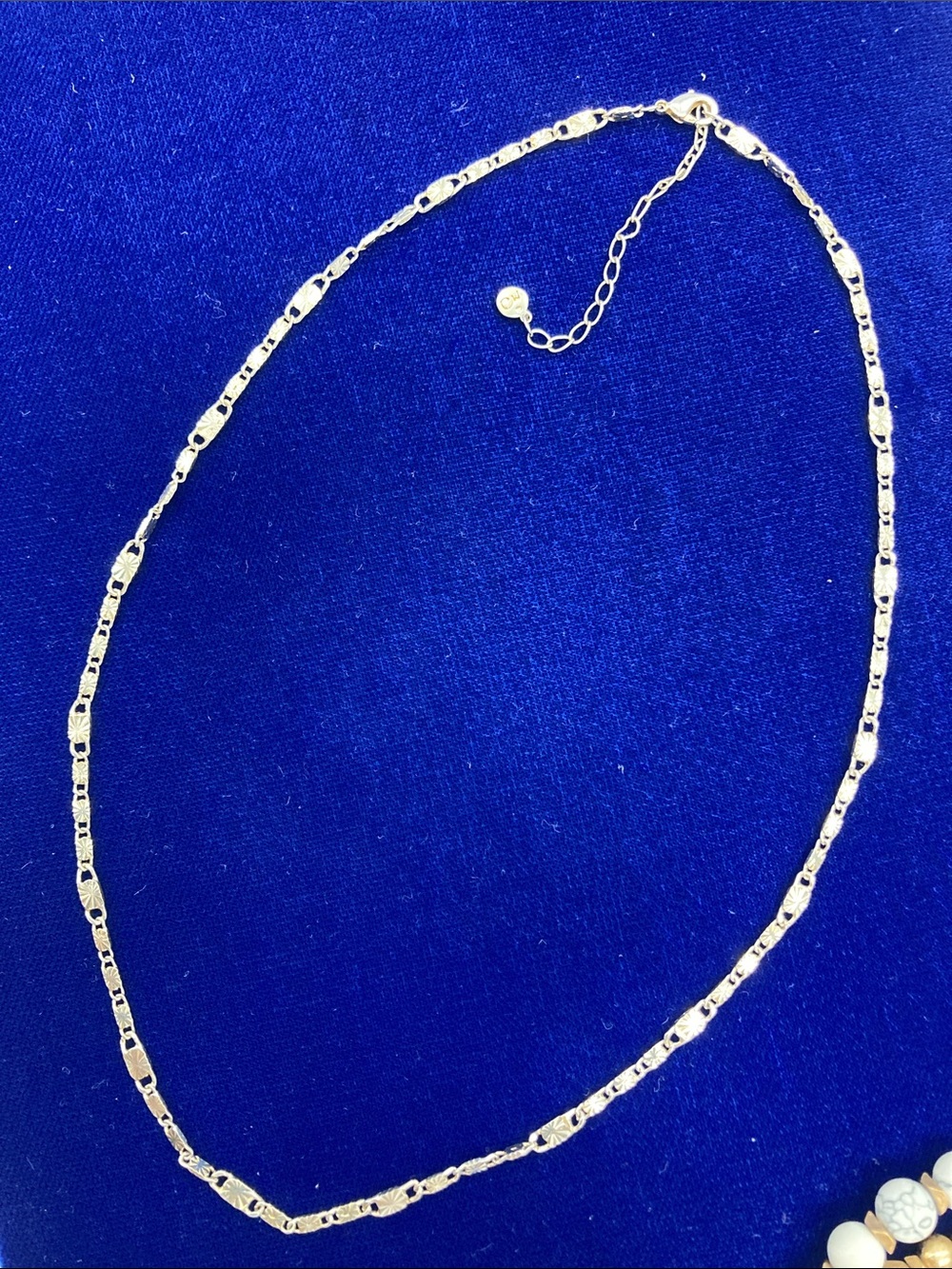 Silver Tone fancy etched link Chain Necklace - Women's Necklace